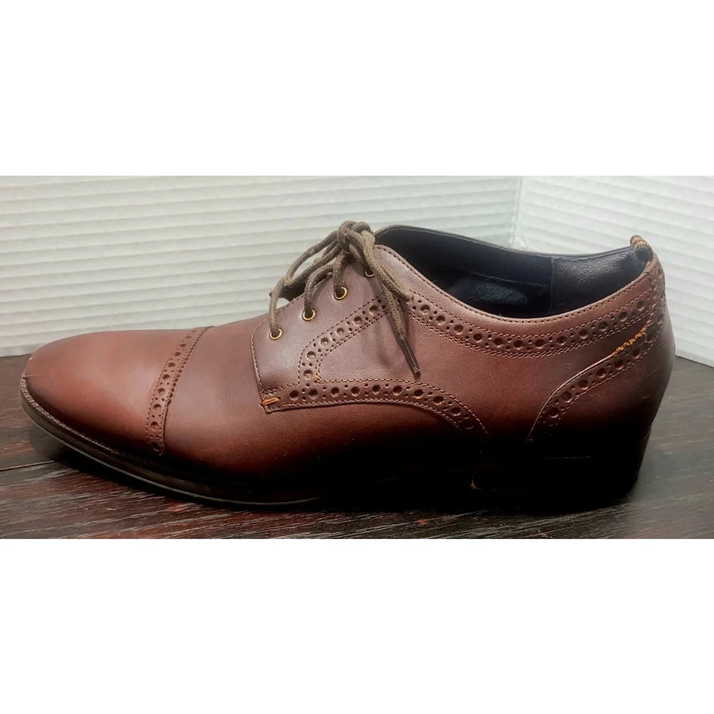 Cole Haan Grand 360 Men Brown Leather Cap Toe Oxford Lace Up Dress Shoe 9.5 M
